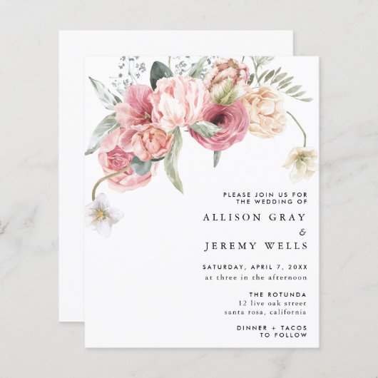 Floral Wedding Uitnodiging | Annabeth (Voorkant / Achterkant)