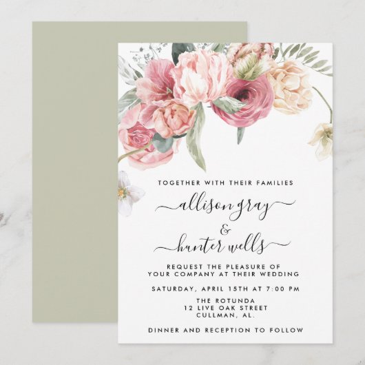 Floral Wedding Uitnodiging | Annabeth (Voorkant / Achterkant)