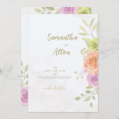 Floral Wedding Uitnodiging Gepersonaliseerde Kaart (Voorkant / Achterkant)