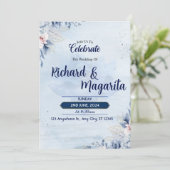 Floral Wedding-uitnodiging Kaart (Staand voorkant)