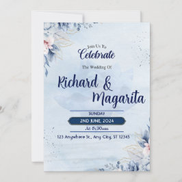 Floral Wedding-uitnodiging Kaart