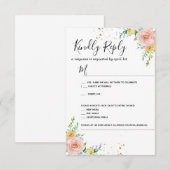Floral Wedding-uitnodiging RSVP-kaart goudschemeri RSVP Kaartje (Voorkant / Achterkant)
