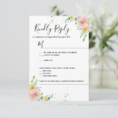 Floral Wedding-uitnodiging RSVP-kaart goudschemeri RSVP Kaartje (Staand voorkant)