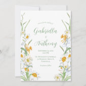 Floral Wedding-uitnodigingen voor White & Yellow D Kaart (Voorkant)