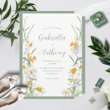 Floral Wedding-uitnodigingen voor White & Yellow D