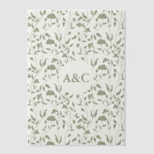 Floral Wedding Vellum Overlay Salie Groen Uitnodigingen