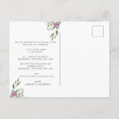 Floral Wedding Verander de Datum Bourgogne & Blush Aankondigingskaart (Achterkant)