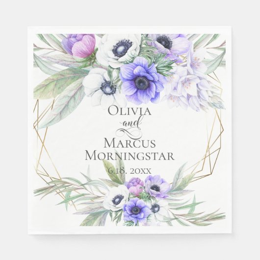 Floral Wedding Violet Anemone Floral Bouquets Servet (Voorkant)