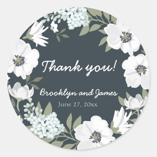 Floral Wedding voor Stickers rond met adem (Voorkant)