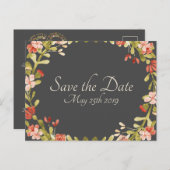 Floral Wedding Vows Save the Date Briefkaart DK Gr (Voorkant / Achterkant)
