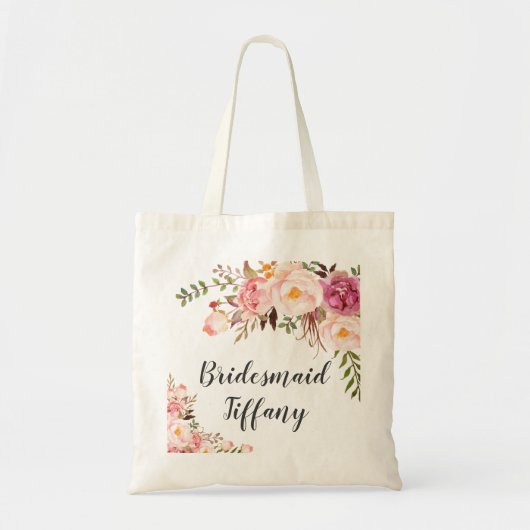 Floral Wedding Vrijgezellenfeest Canvas tas Brides (Voorkant)
