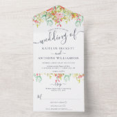Floral Wedding Waterverf van de Elegant Spring Sum All In One Uitnodiging (Binnen)