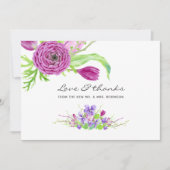 Floral Wedding Waterverf Violet and Plum Bedankkaart (Voorkant)