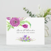 Floral Wedding Waterverf Violet and Plum Bedankkaart (Staand voorkant)