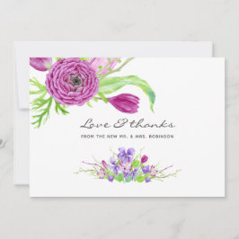 Floral Wedding Waterverf Violet and Plum Bedankkaart