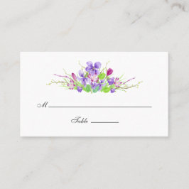 Floral Wedding Waterverf Violet and Plum Plaatskaartje