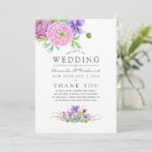 Floral Wedding Waterverf Violet and Plum Programmakaart (Staand voorkant)