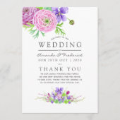 Floral Wedding Waterverf Violet and Plum Programmakaart (Voorkant)