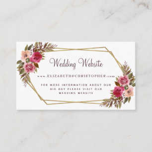 Floral Wedding Website Cassis Botanical Gold Lijst Informatiekaartje