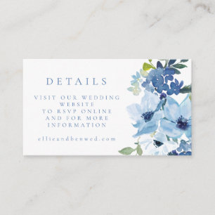 Floral Wedding Website Chic Light Blue Waterverf Informatiekaartje