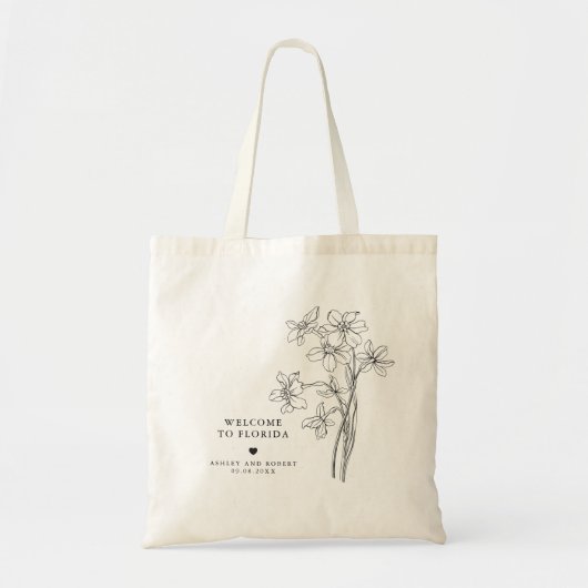 Floral Wedding Welcome Bag, Destination Canvas tas (Voorkant)