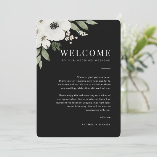 Floral Wedding Welcome Letter & Itinerary Kaart (Staand voorkant)