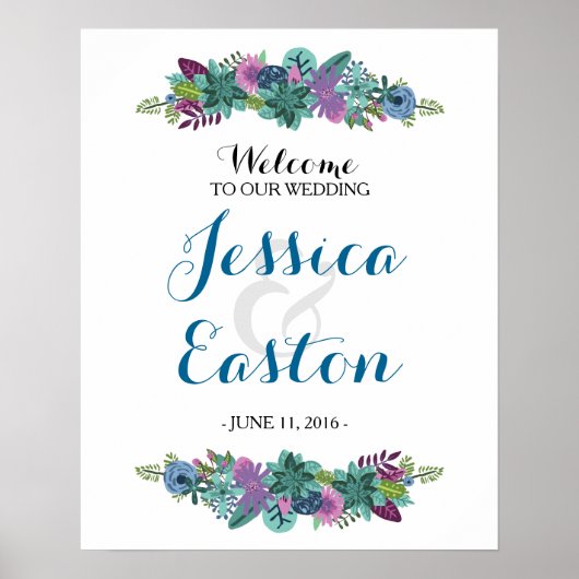 Floral Wedding Welcome Sign 16x20 Poster (Voorkant)