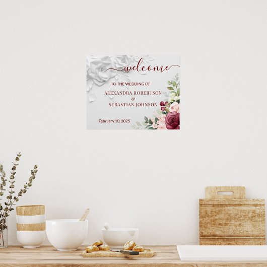 Floral Wedding Welcome Sign Poster (Keuken)
