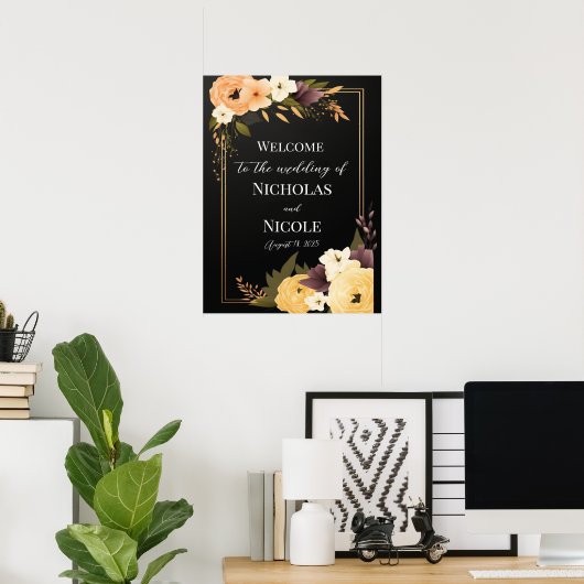 Floral Wedding Welcome Sign Sjabloon Poster (Thuiskantoor)