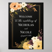Floral Wedding Welcome Sign Sjabloon Poster (Voorkant)