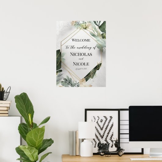 Floral Wedding Welcome Sign Sjabloon Poster (Thuiskantoor)