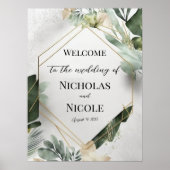 Floral Wedding Welcome Sign Sjabloon Poster (Voorkant)