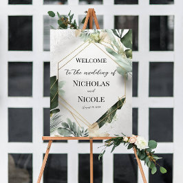 Floral Wedding Welcome Sign Sjabloon Poster
