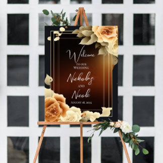 Floral Wedding Welcome Sign Sjabloon Poster