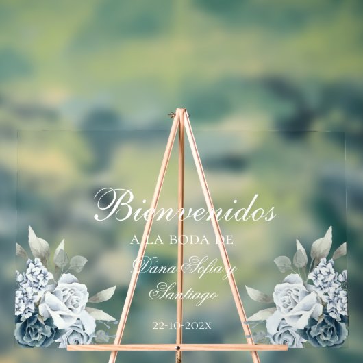 Floral Wedding Welkom Frosted Acryl Teken Acryl Bord (Neutraal)