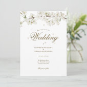 Floral Wedding White Blossom Kaart (Staand voorkant)