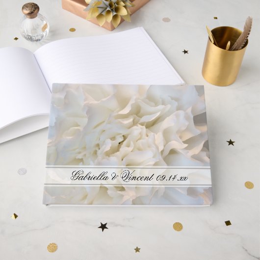 Floral Wedding White White Carnan Gastenboek (Voorkant open)