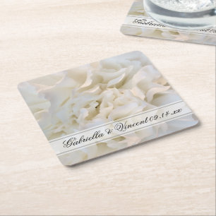 Floral Wedding White White Carnan Kartonnen Onderzetters