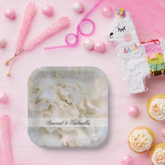 Floral Wedding White White Carnan Papieren Bordje (Feest)