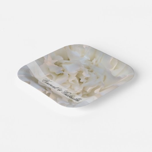 Floral Wedding White White Carnan Papieren Bordje (Gebogen)