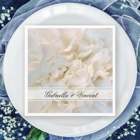 Floral Wedding White White Carnan Servet