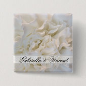 Floral Wedding White White Carnan Vierkante Button 5,1 Cm (Voorkant)