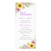 Floral Wedding Wildflower Sunflower Daisy Menu (Voorkant)