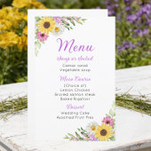 Floral Wedding Wildflower Sunflower Daisy Menu
