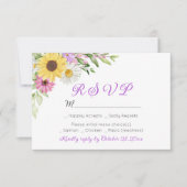 Floral Wedding Wildflower Sunflower Daisy RSVP (Voorkant)