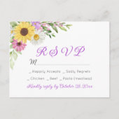 Floral Wedding Wildflower Sunflower Daisy RSVP Briefkaart (Voorkant)