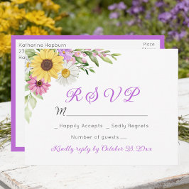 Floral Wedding Wildflower Sunflower Daisy RSVP Briefkaart