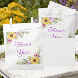 Floral Wedding Wildflower Sunflower Daisy Thanks Bedankzakje