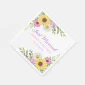 Floral Wedding Wildflower Sunflower Just Married Servet (Hoek)
