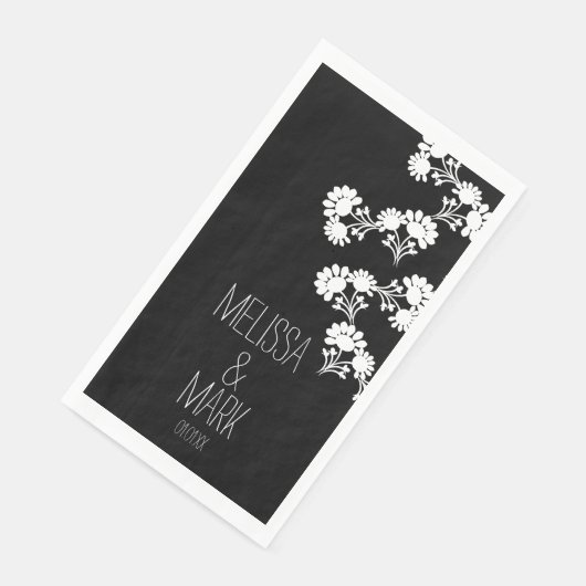 Floral Wedding Wreatborder Name Paper Guest Tow Servet (Hoek)